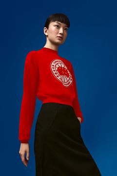 Ropa Canada Goose Mujer México - Logo Suéteres Rojos CP4216370